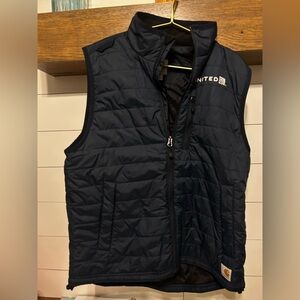Carhartt Puffer Vest Rain Defender Men's large blue Full Zip 'UNITED"